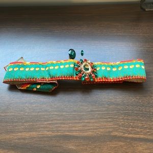 Vintage Removable Jeweled Brooch Red and Green Belt